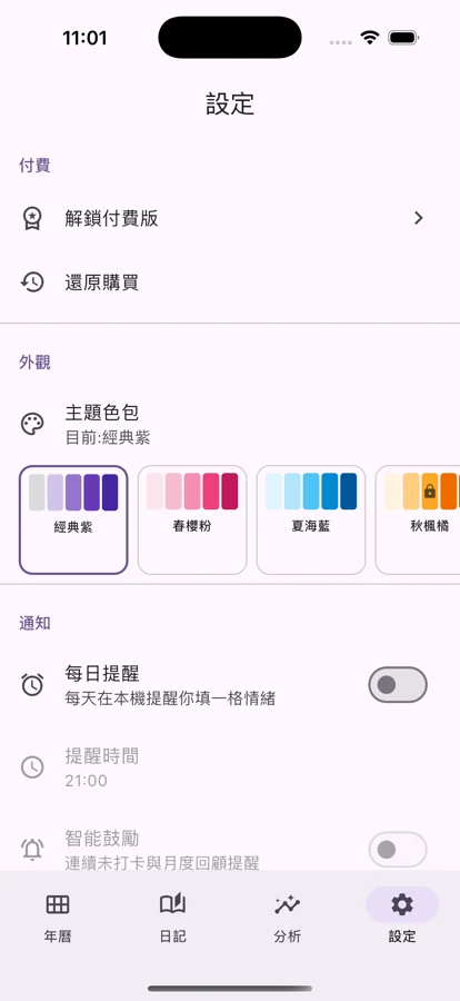 月度、年度統計圖表,所有計算在裝置本機完成